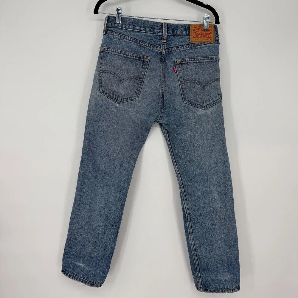 Levi's 505 Jeans 30x25 Cropped Straight Leg Light‎ Wash Red Tab Denim